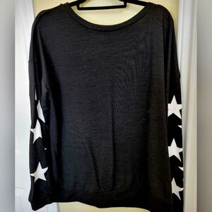 Long Sleeve Black and White Sweater with Star Pattern Plus Size 3X Boho …